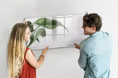 Magnetisch glazen schrijfbord met motief van abstracte bladeren