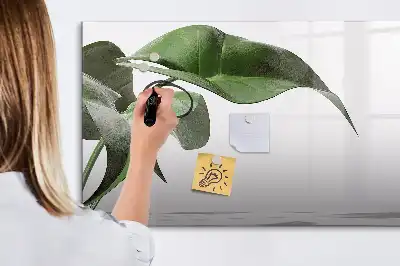 Magnetisch glazen schrijfbord met motief van abstracte bladeren