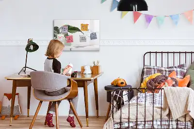 Magnetisch glazen schrijfbord met motief van abstracte bladeren