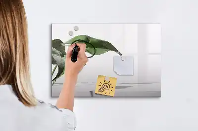 Magnetisch glazen schrijfbord met motief van abstracte bladeren