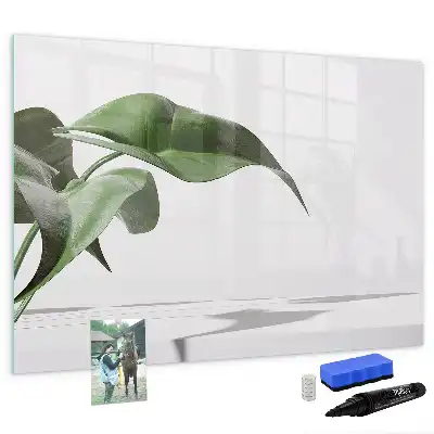 Magnetisch glazen schrijfbord met motief van abstracte bladeren