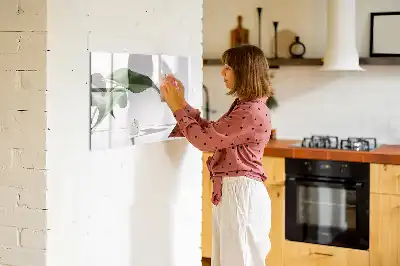 Magnetisch glazen schrijfbord met motief van abstracte bladeren