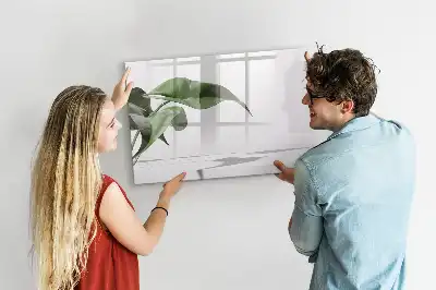 Magnetisch glazen schrijfbord met motief van abstracte bladeren