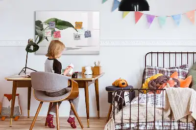 Magnetisch glazen schrijfbord met motief van abstracte bladeren