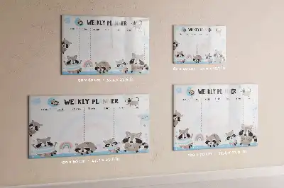 Kinder weekplanner beschrijfbaar magneetbord van glas met design