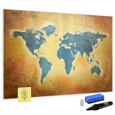 Magnetisch glazen schrijfbord met print van een oude wereldkaart
