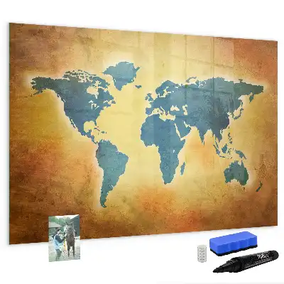 Magnetisch glazen schrijfbord met print van een oude wereldkaart