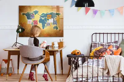 Magnetisch glazen schrijfbord met print van een oude wereldkaart
