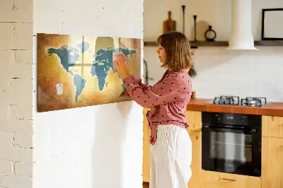 Magnetisch glazen schrijfbord met print van een oude wereldkaart