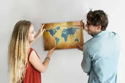 Magnetisch glazen schrijfbord met print van een oude wereldkaart
