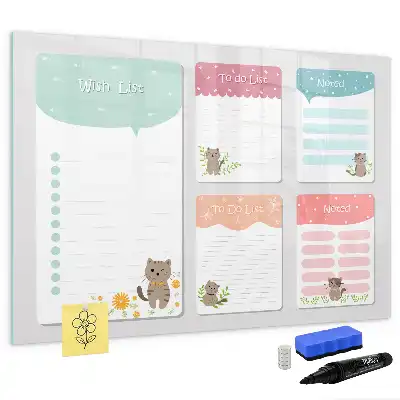Beschrijfbaar glazen magneetbord met verlanglijstje design