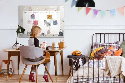 Magnetisch glazen schrijfbord voor notities en foto's met dierenweekplanner