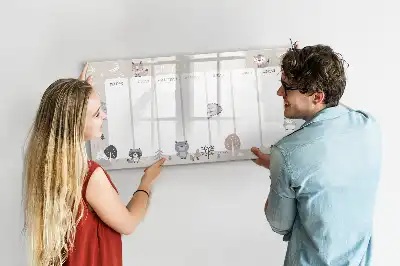 Magnetisch glazen schrijfbord voor notities en foto's met dierenweekplanner