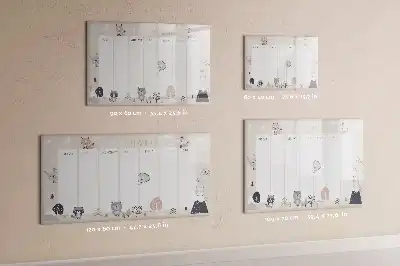Magnetisch glazen schrijfbord voor notities en foto's met dierenweekplanner
