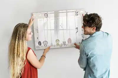 Beschrijfbaar glazen magneetbord voor weekplanning met stijlvol design