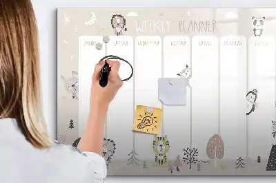 Beschrijfbaar glazen magneetbord voor weekplanning met stijlvol design