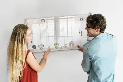 Beschrijfbaar glazen magneetbord voor weekplanning met stijlvol design