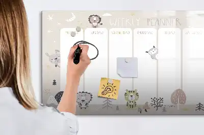 Beschrijfbaar glazen magneetbord voor weekplanning met stijlvol design