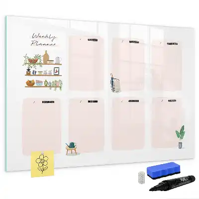 Magnetisch glazen weekplanner voor notities en foto's