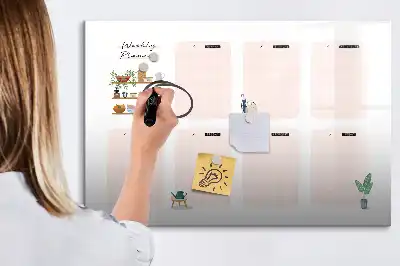 Magnetisch glazen weekplanner voor notities en foto's