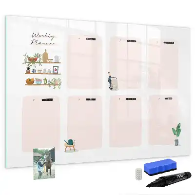 Magnetisch glazen weekplanner voor notities en foto's