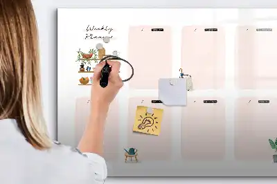 Magnetisch glazen weekplanner voor notities en foto's
