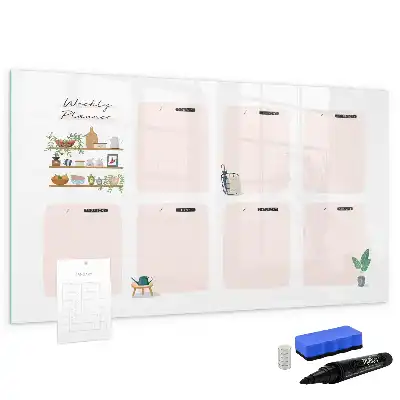Magnetisch glazen weekplanner voor notities en foto's
