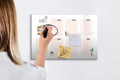 Magnetisch glazen weekplanner voor notities en foto's