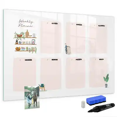 Magnetisch glazen weekplanner voor notities en foto's