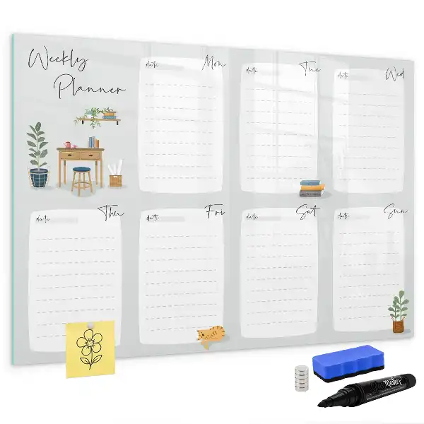Beschrijfbaar glazen magneetbord handige weekplanner met stijlvol design