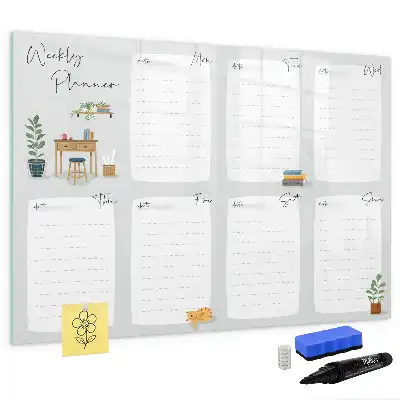 Beschrijfbaar glazen magneetbord handige weekplanner met stijlvol design