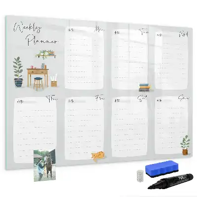 Beschrijfbaar glazen magneetbord handige weekplanner met stijlvol design