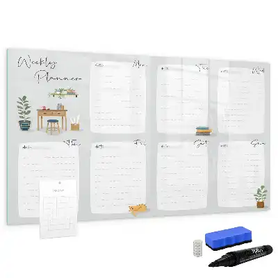 Beschrijfbaar glazen magneetbord handige weekplanner met stijlvol design