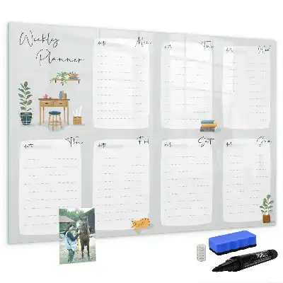 Beschrijfbaar glazen magneetbord handige weekplanner met stijlvol design