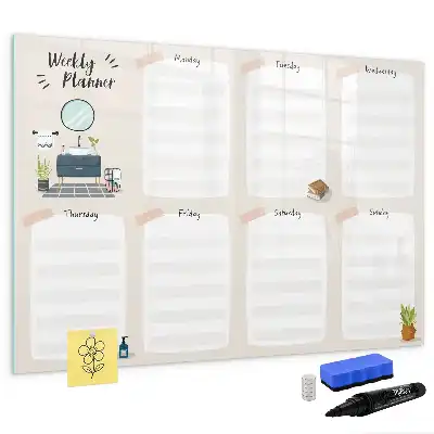 Magnetisch glazen weekplanner voor notities en foto's