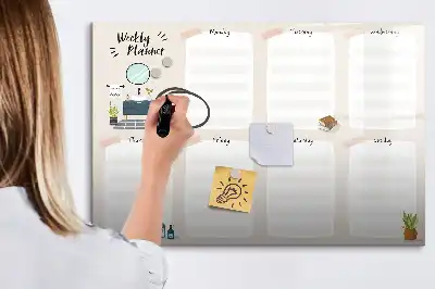 Magnetisch glazen weekplanner voor notities en foto's