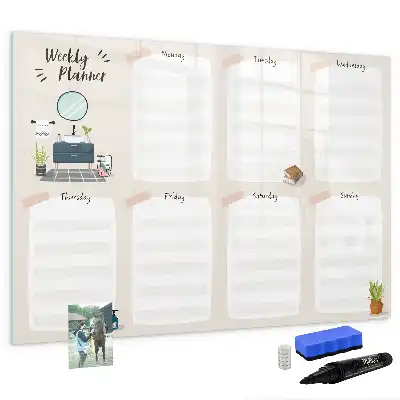 Magnetisch glazen weekplanner voor notities en foto's