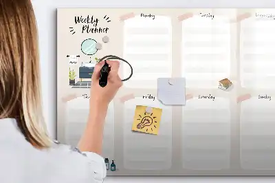 Magnetisch glazen weekplanner voor notities en foto's
