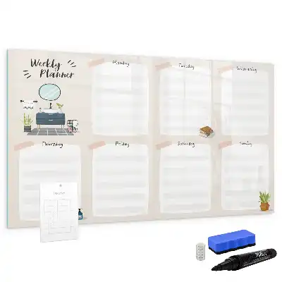 Magnetisch glazen weekplanner voor notities en foto's