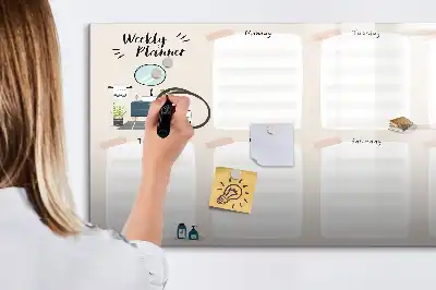 Magnetisch glazen weekplanner voor notities en foto's