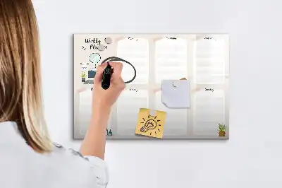 Magnetisch glazen weekplanner voor notities en foto's