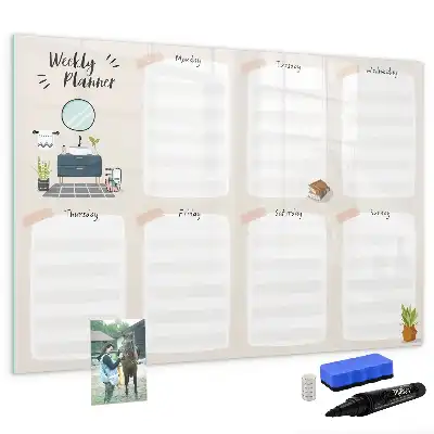 Magnetisch glazen weekplanner voor notities en foto's