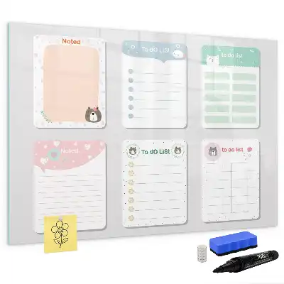 Beschrijfbaar glazen magneetbord met kleurrijk design