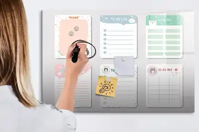 Beschrijfbaar glazen magneetbord met kleurrijk design