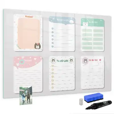 Beschrijfbaar glazen magneetbord met kleurrijk design