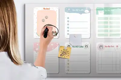 Beschrijfbaar glazen magneetbord met kleurrijk design