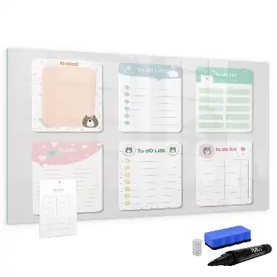 Beschrijfbaar glazen magneetbord met kleurrijk design