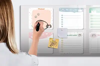 Beschrijfbaar glazen magneetbord met kleurrijk design