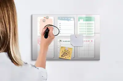 Beschrijfbaar glazen magneetbord met kleurrijk design