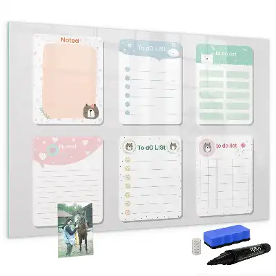 Beschrijfbaar glazen magneetbord met kleurrijk design